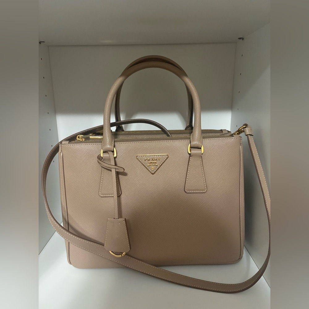 Prada Saffiano Beige Leather Satchel
